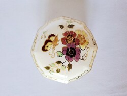 Zsolnay Kézzel festett nyolcszögletű Pillangós Bonbonier / Ékszertartó (No. 233.)