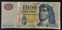 1000 forint bankjegy 2015 "DA6042467"