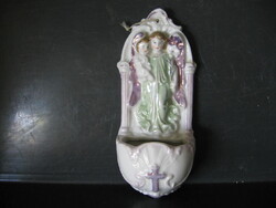 Antik cseh biszkvit porcelán szenteltvíztartó, számozott