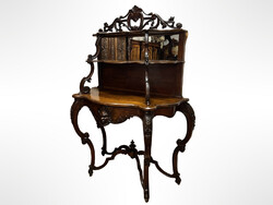 Faun fejes antik barokk pohárszék tálaló etager