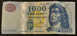 1000 forint bankjegy 2010 "DA6129495"