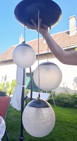 1 komplett + 1 donornak - L. Szabó Erzsébet retro iparművészeti mennyezeti lámpa, 3 búrás, csillár