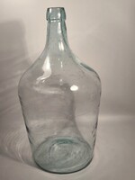 Átlátszó, kékes-zöldes buborékos üvegballon (kb. 36 cm magas, kb. 8–10 literes)