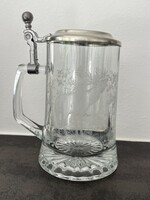 Ón fedeles kristály  kupa savmart szarvasos mintával, 18 cm magas