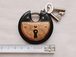 Lakat 001 - fém retro Germany 2 kulccsal - oldal zárós bajonet - működik - diskus kör alakú