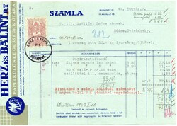 Régi számla: Herz és Bálint Rt. papír. Budapest.