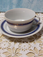 Alföldi 1db teás csésze, kék-arany szél+ Szép rózsás porcelán MPC teás csésze, mindkettőn lepattanás