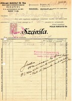 Régi számla: Pollak Rudolf és Tsa, kendő és kötszövöttárugyár. Budapest.