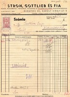 Régi számla: Stroh.Gottlieb és Fia, írószer, dohány... Budapest.