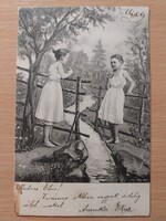 Antik magyar képeslap 1904., futott