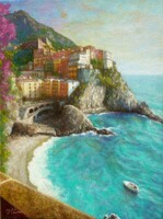 Amalfi. Itália * Nívós olajfestmény  * Hüse J. * Jegyzett.