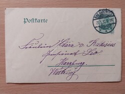 Díjjegyes német levelezőlap 1910., futott