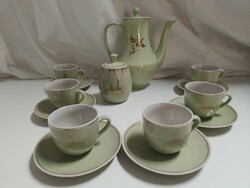 Különleges koreai porcelán kávés, mokkás készlet, almazöld, olíva zöld - 6 személyes