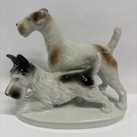 Antik német porcelán foxi pár