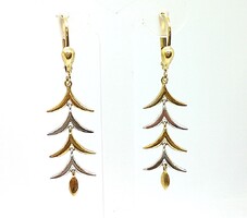 Sárga-fehér arany lógós fülebevaló (ZAL-Au136049)