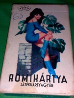Régi KÁRTYAGYÁR hiánytalan Pin-up girl rajzos EROTIKUS römikártya DOBOZÁVAL GYŰJTŐI a képek szerint