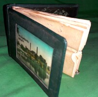 Antik bőrkötéses utazó szuvenír fénykép MINI album MEZŐHEGYESI EMLÉK 7,5 X 10,5 cm a képek szerint