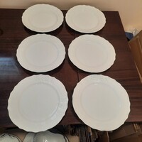 6 db nagyméretű Fehér Herendi lapostányér, lapos tányér