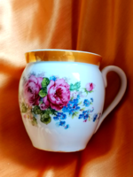 Régi nefelejcs és rózsa mintás, pocakos  nagy méretű pocakos bögre, több mint egy liter