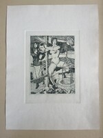 Tichy Gyula (1879-1920): Ex-libris, linómetszet