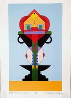 Ef Zámbó István - Oltár fejes vonalzóval 42 x 30 cm computer print, merített papír