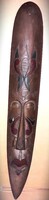 Régi fa faragott GYÖNYÖRŰ POLINÉZ SZIGETEK FALI szobor maszk/kultikus pajzs 102 cm képek szerint