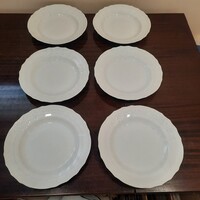 6 db Fehér Herendi porcelán félmély tányér készlet
