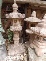 Japán kertépítő Kő lámpa 85cm antik barna Feng Shui  kerti tó pagoda Fagyálló műkő szobor