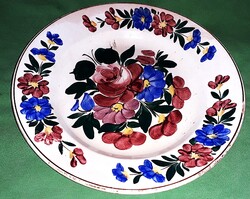 Antik PECSÉTES RITKA JELZÉSŰ KISPEST népművész kézi festés porcelán fali dísz tányér a képek szerint