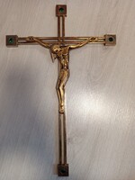 Régi bronz feszület Zöld Kövekkel - Pancho Lasso tervezés? - REO PROP INC.39 cm magas