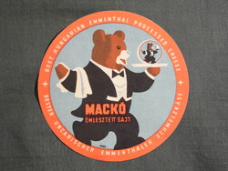 Sajt címke,Pécs tejüzem,Mackó kövér ömlesztett sajt,