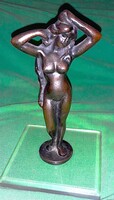 Régi nagyon szép bronz női akt asztali szobor plekszi kocka talapzaton 14 cm a képek szerint