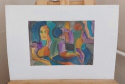 Csepeli Németh Miklós  festménye 21x30 cm + karton