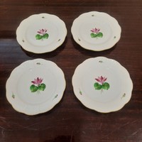 4 db Herendi virágmintás porcelán süteményes tányér