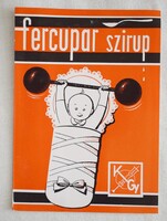 Fercupar szirup gyógyszer ismertető prospektus reklám Kőbányai Gyógyszerárugyár Budapest X.