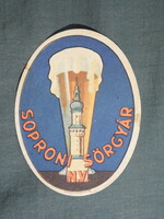 Sör címke,Sopron sörgyár,sörfőzde,Soproni világos sör