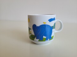 Retro Alföldi porcelán kék elefánt mintás gyerek bögre elefántos