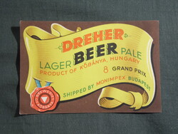 Sör címke,Budapest,Kőbányai sörgyár,sörfőzde,Dreher Beer sör,