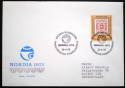 Ff763f / Finnország 1975 NORDIA1975 bélyegkiállítás bélyeg FDC-n futott