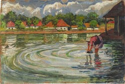 1W599 Pálla Jenő (1883-1958) : Folyóparti falu