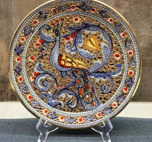 Kézzel aranyozott eredeti Deruta porcelán fali tányér