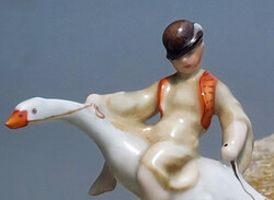 Ludas Matyi Lux Elek herendi porcelán figura, 10 cm-es