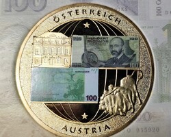 Austrian schilling to euro commemorative coin in tablet