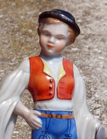 Antik Herendi porcelán figurális szobor, favágó legényke - 1941, jeltzett