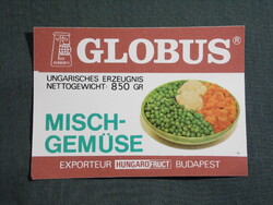 Konzerv befőtt címke,Magyar konzervgyár,GLOBUS,vegyes zöldség konzerv,