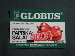 Konzerv befőtt címke,Magyar konzervgyár,GLOBUS,paprika saláta konzerv,