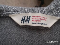 KARDIGÁN - ALKUKÉPES -  H&M - ezüst színű - 98 x 104 méret - pamut - nem bolyhos - szép állapot