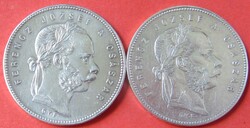 2 db ezüst 1 forint 1868, 1869, Gyulafehérvári veret.