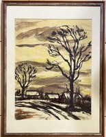 A. Tóth Sándor (1904 - 1980) :Utcarészlet,63 x 48 cm a festmény méret,1974-s