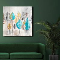 JMModernAbstract: TURQUOISE AND GOLD 70x70 cm-es kortárs akril festmény